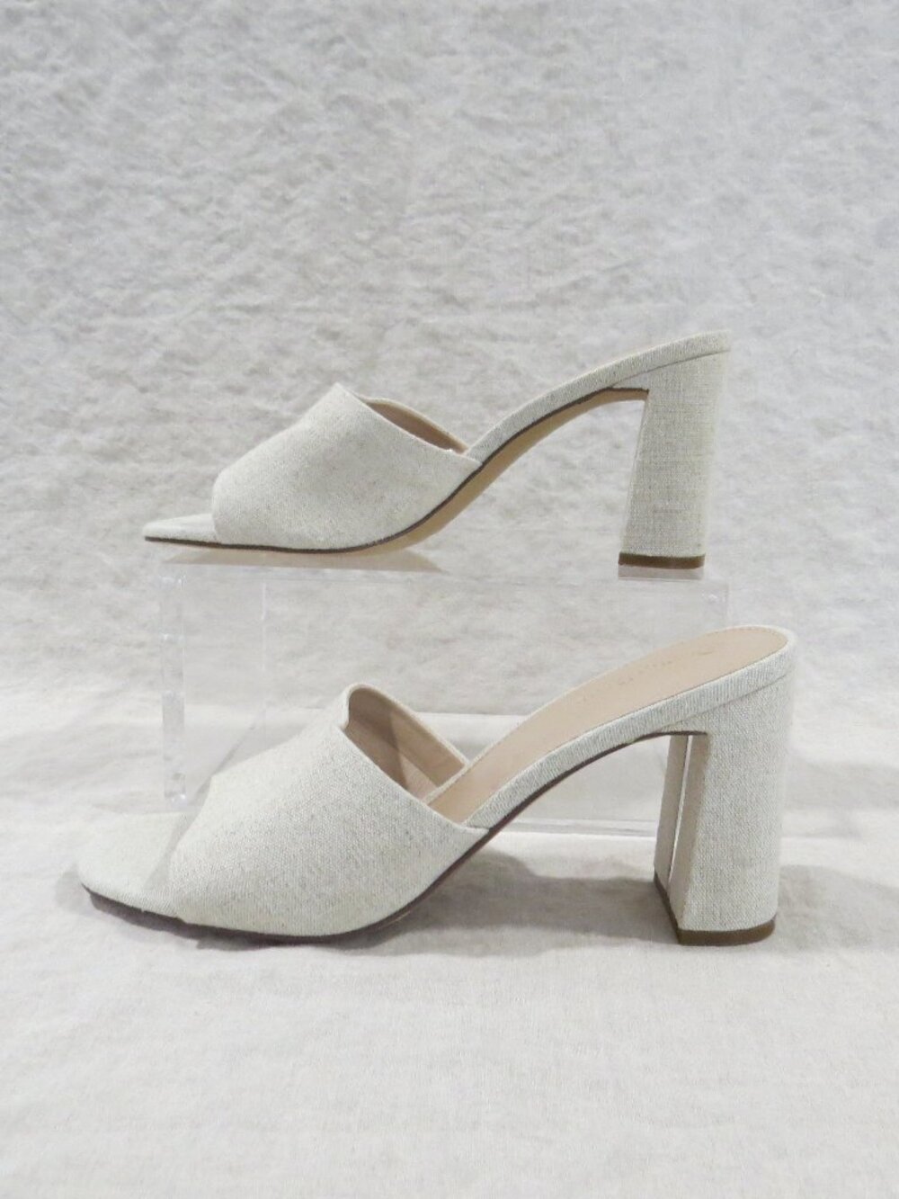 The Drop Women's Pattie Block Heeled Mule Sandal SIZE 8.5 - Linen Beige